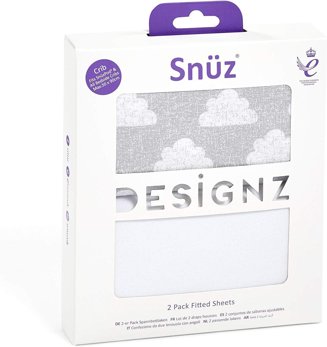 Snuz SnuzPod Crib Fitted Sheets, 2 Pack - Cloud - BD028BH