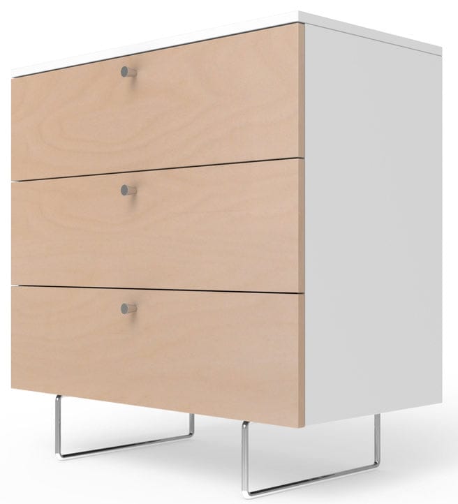 Spot On Square Alto Dresser 34" - White/Birch - ALTO3DRAWER34BI