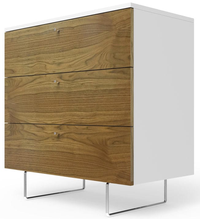 Spot On Square Alto Dresser 34" - White/Walnut - ALTO3DRAWER34WA