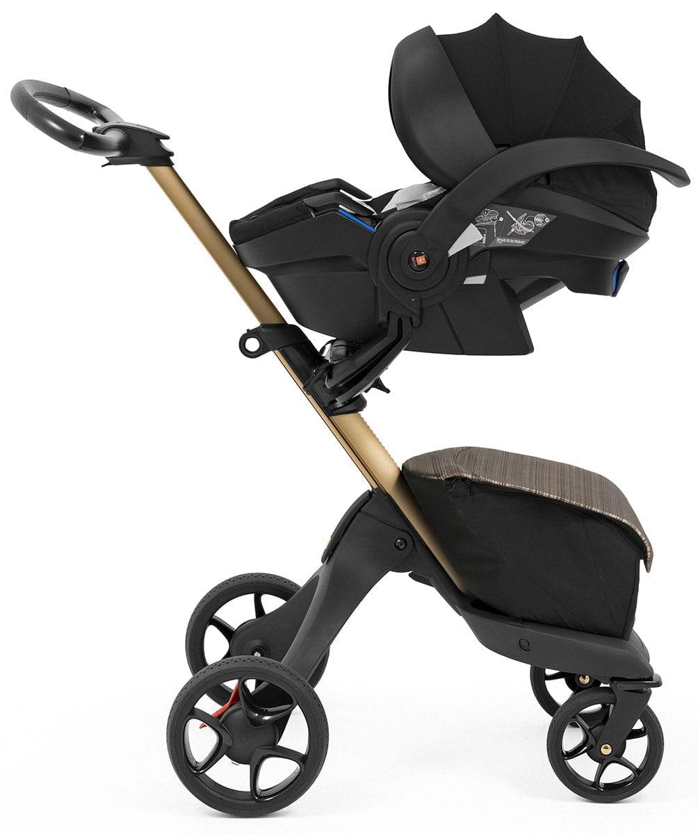 Stokke Xplory X Stroller + Stokke Pipa Travel System Bundle - Gold Edition / Black