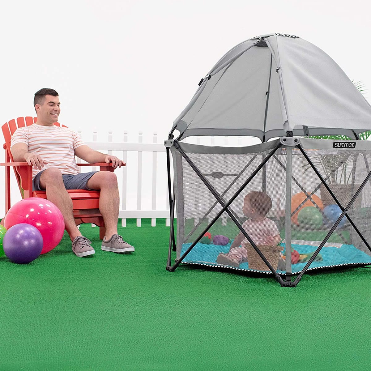 Summer Infant Pop ?N Play SE Hex Playard - Aqua Sugar - 25344