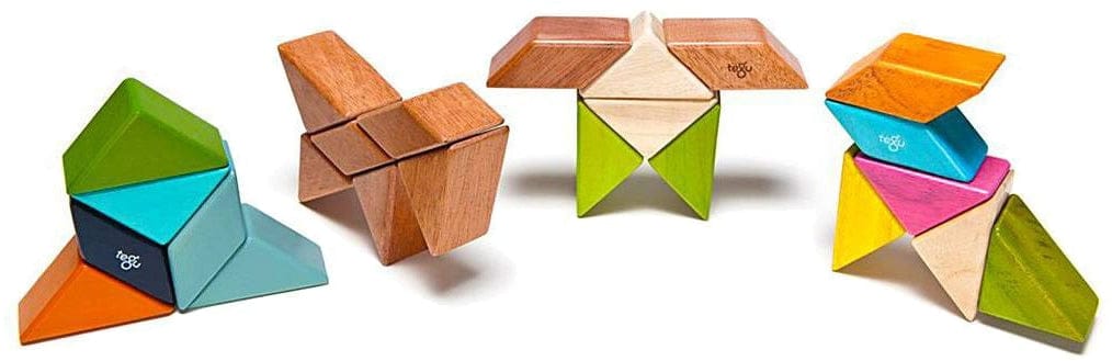 Tegu Pocket Pouch Prism 6 Piece Magnetic Blocks - Natural