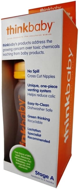 ThinkBaby Single Polypropylene Bottle with Stage A Nipple - 9 OZ - 890397002349
