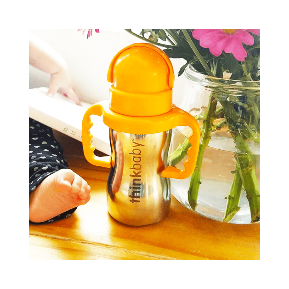 Thinkbaby Thinkster of Steel 9 oz Straw Cup - Orange