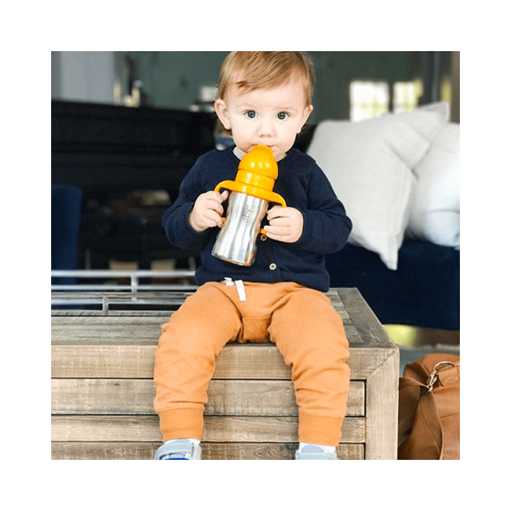 Thinkbaby Thinkster of Steel 9 oz Straw Cup - Orange