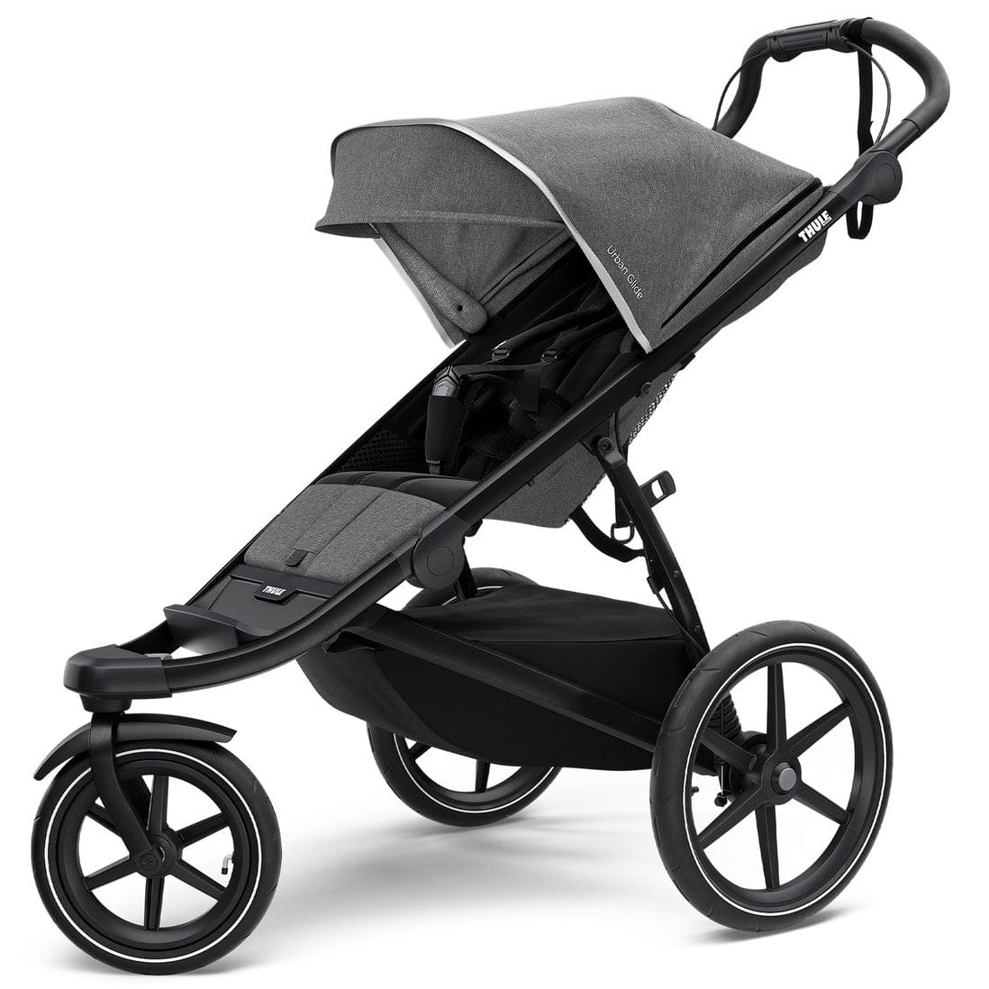 Thule Urban Glide 2 Single Jogging Stroller + Seat Liner + Organizer Sport Bundle - Grey Melange