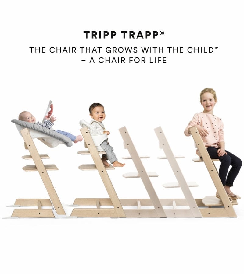 Tripp Trapp High Chair and Cushion with Stokke Tray -- Storm Grey / Into the Deep