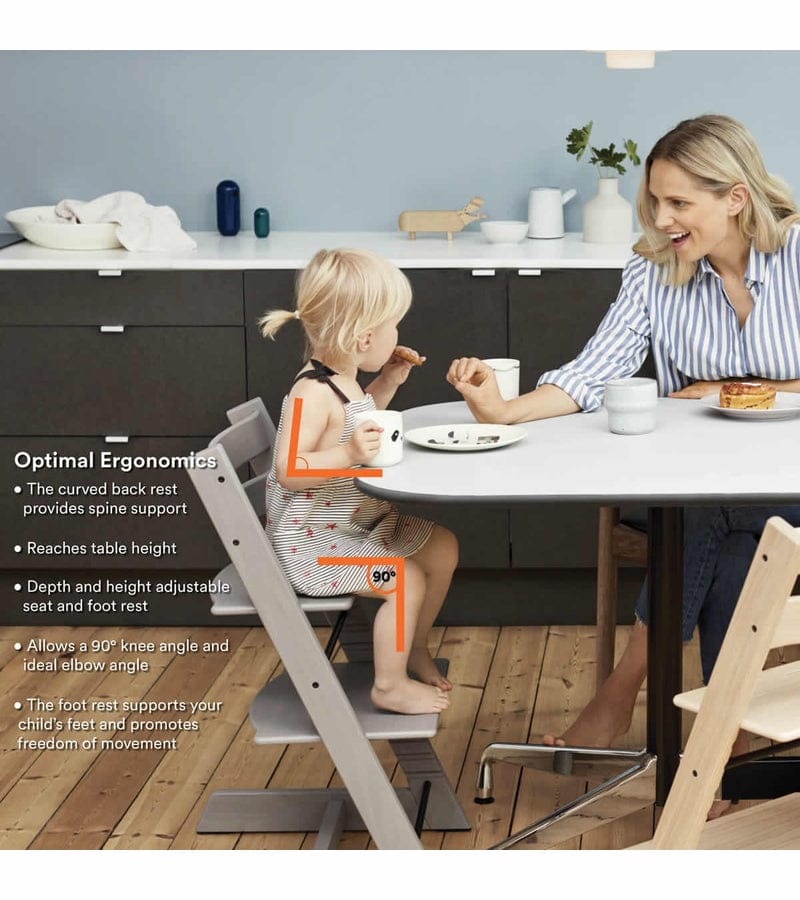 Tripp Trapp High Chair and Cushion with Stokke Tray -- Storm Grey / Into the Deep