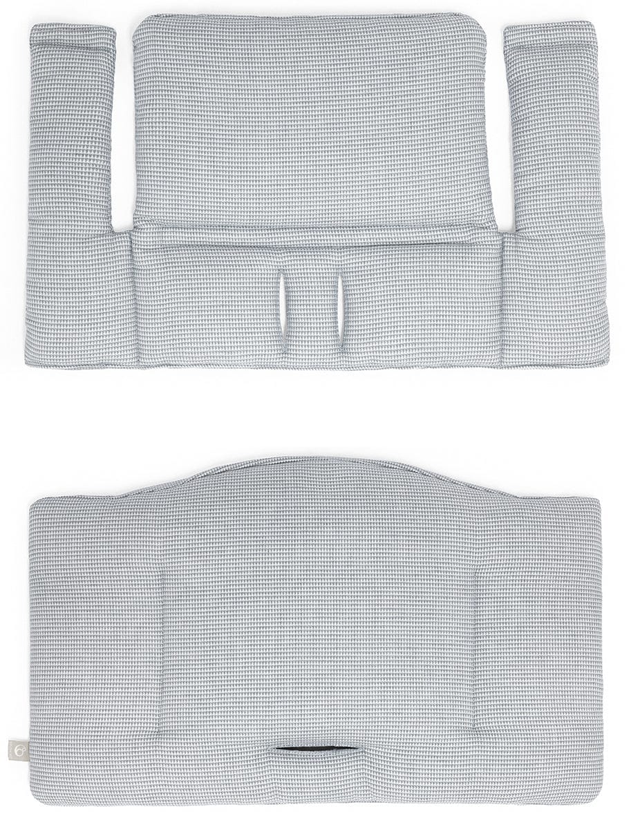 Tripp Trapp High Chair and Cushion with Stokke Tray - Hazy Grey / Nordic Blue