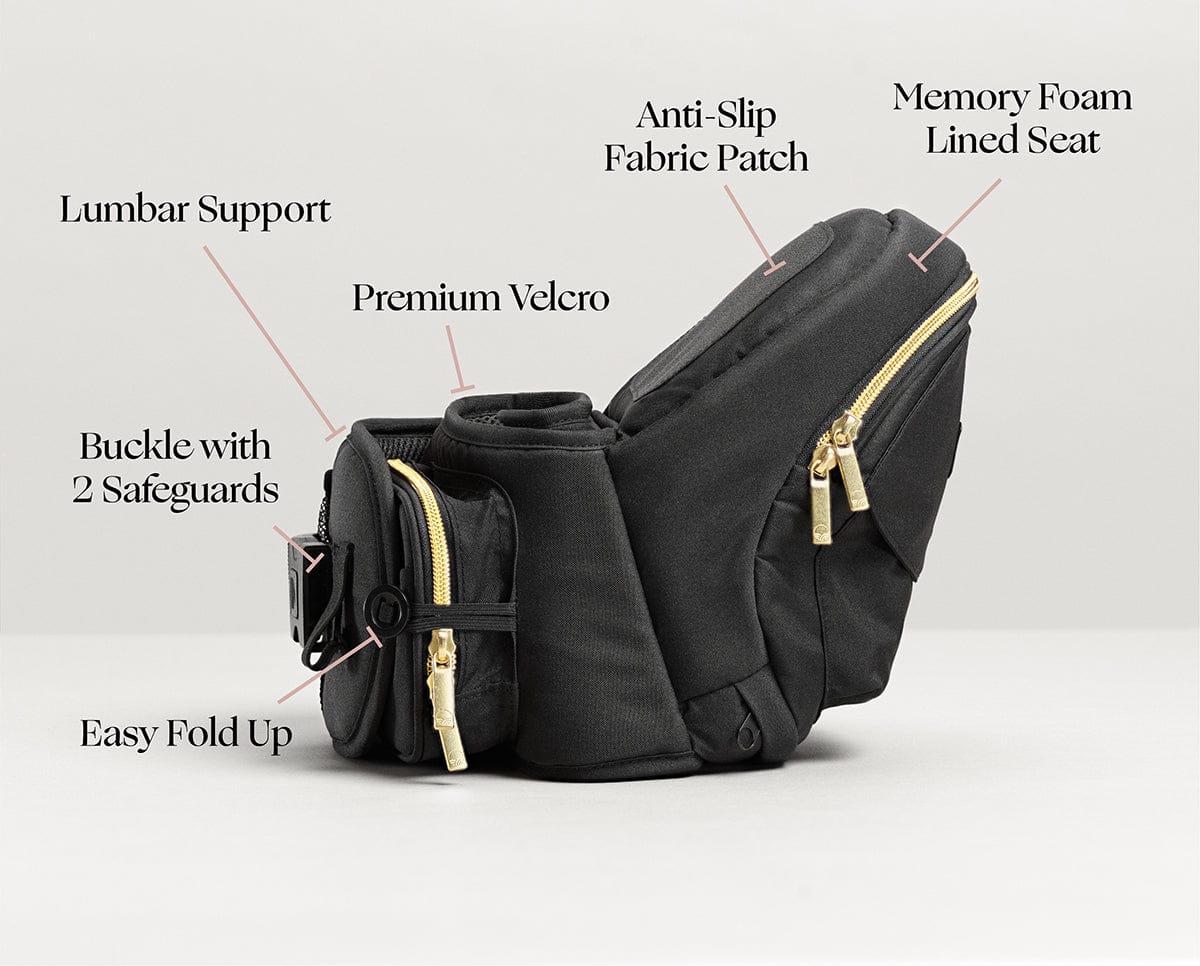 Tushbaby Hip Seat Carrier - Black / Gold - TB-BLACK-GOLD