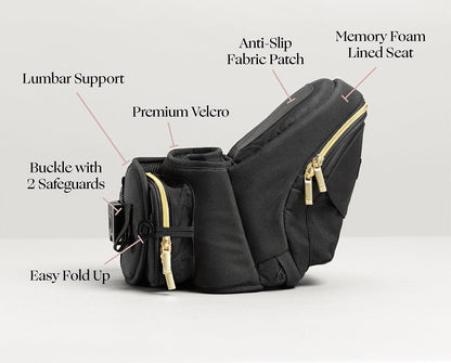 Tushbaby Hip Seat Carrier - Black / Gold - TB-BLACK-GOLD