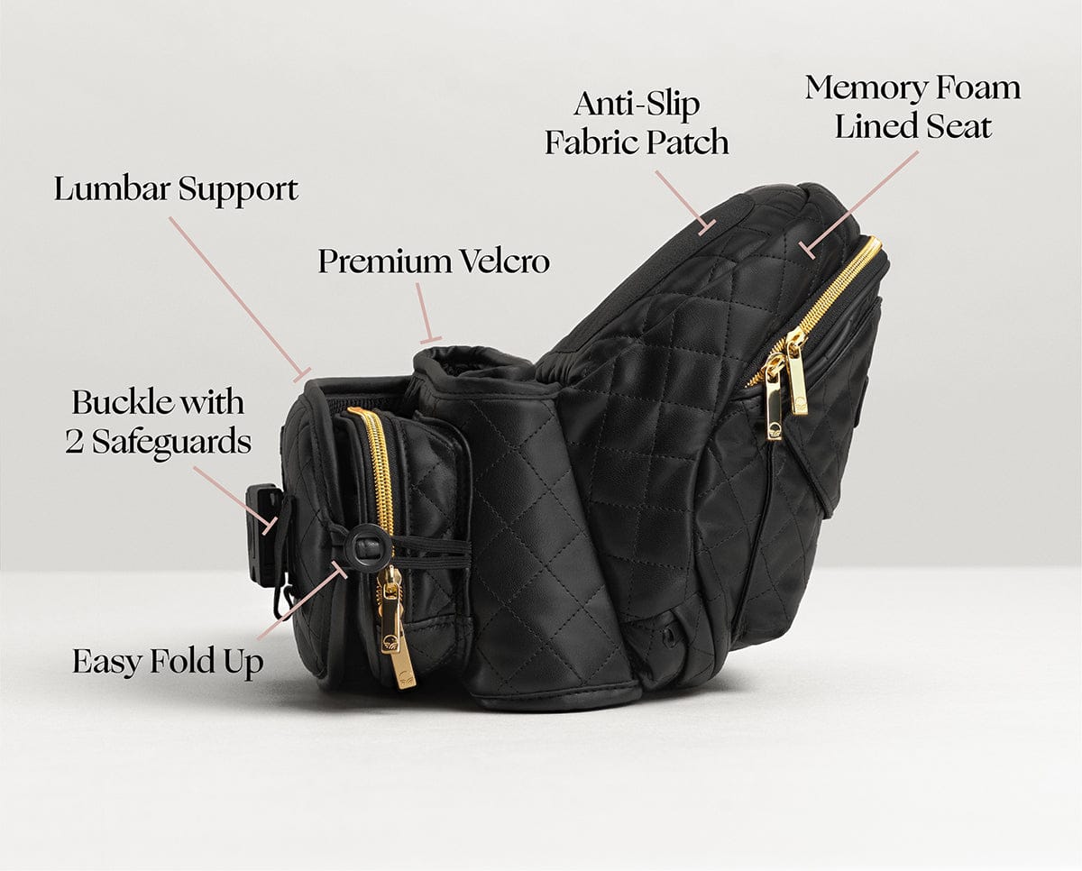 Tushbaby Hip Seat Carrier, Vegan Leather - Black - TB-VL-BLK