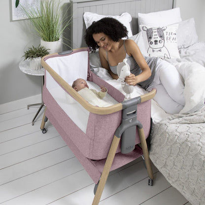 Tutti Bambini CoZee Air Bedside Crib - Oak / Light Pink - 211207-3553-USA