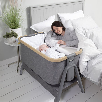 Tutti Bambini CoZee Bedside Crib - Oak / Sterling Silver - 211205-3596-USA