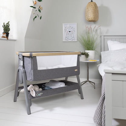 Tutti Bambini CoZee Bedside Crib - Oak / Sterling Silver - 211205-3596-USA