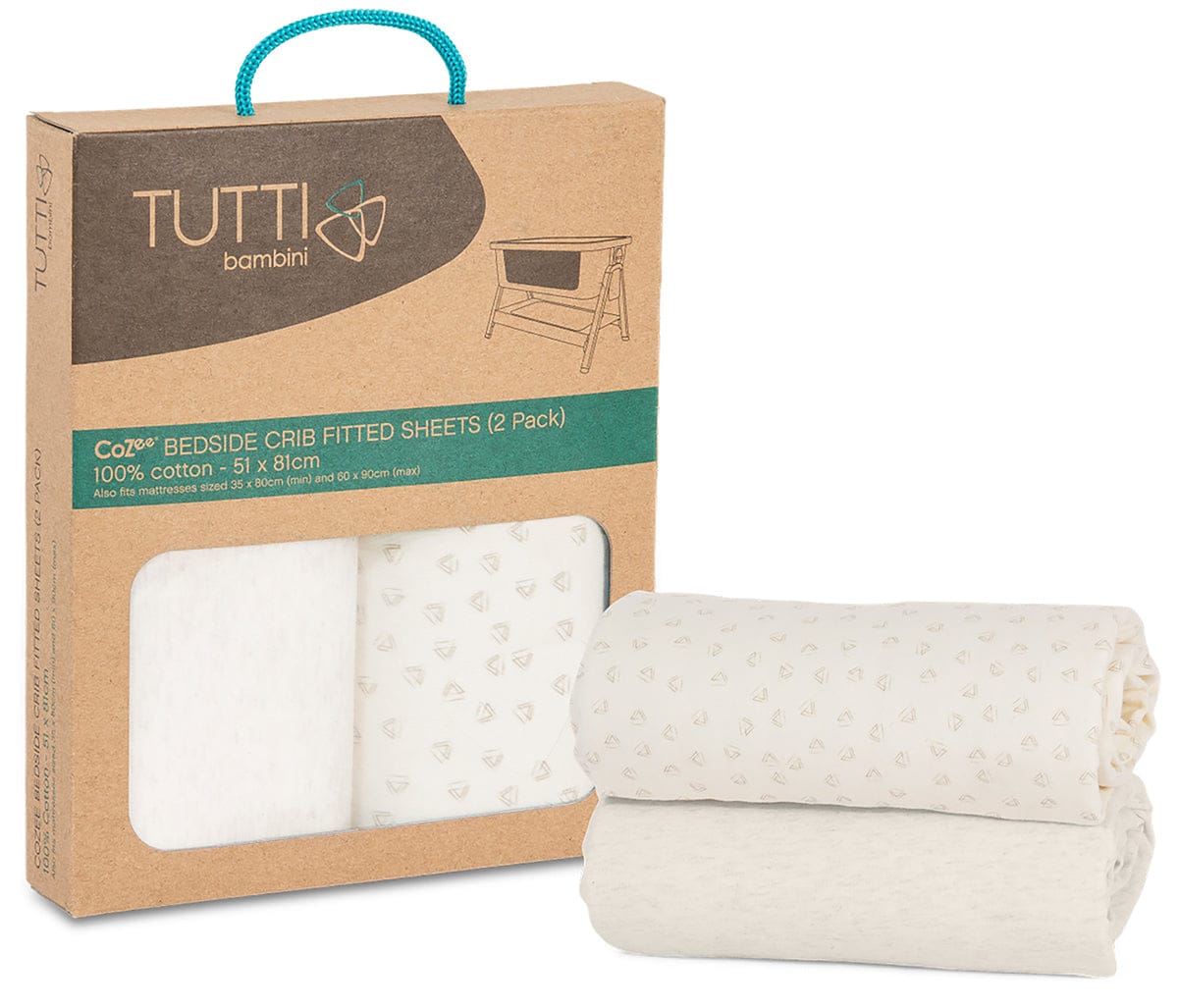 Tutti Bambini CoZee Fitted Sheets (2 Pack) - Neutral / Pebble - 211215-5152