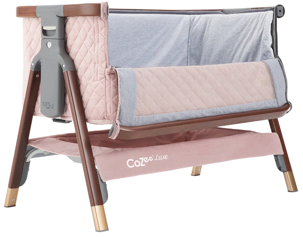 Tutti Bambini CoZee Luxe Bedside Crib - Walnut / Blush
