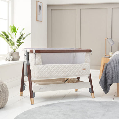 Tutti Bambini CoZee Luxe Bedside Crib - Walnut / Cream