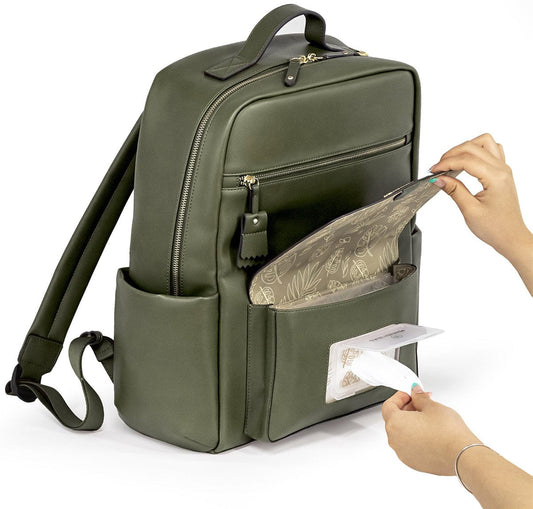 TWELVElittle Peek-A-Boo Backpack Diaper Bag - Olive - BG803OL