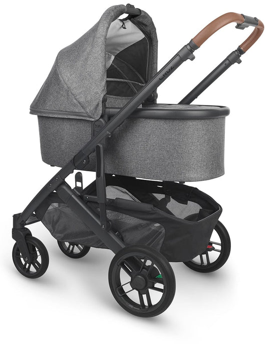 UPPAbaby CRUZ V2 Stroller + Bassinet - Greyson (Charcoal Melange/Carbon/Saddle Leather) - 0420-CRZ-NA-GRY-BAS