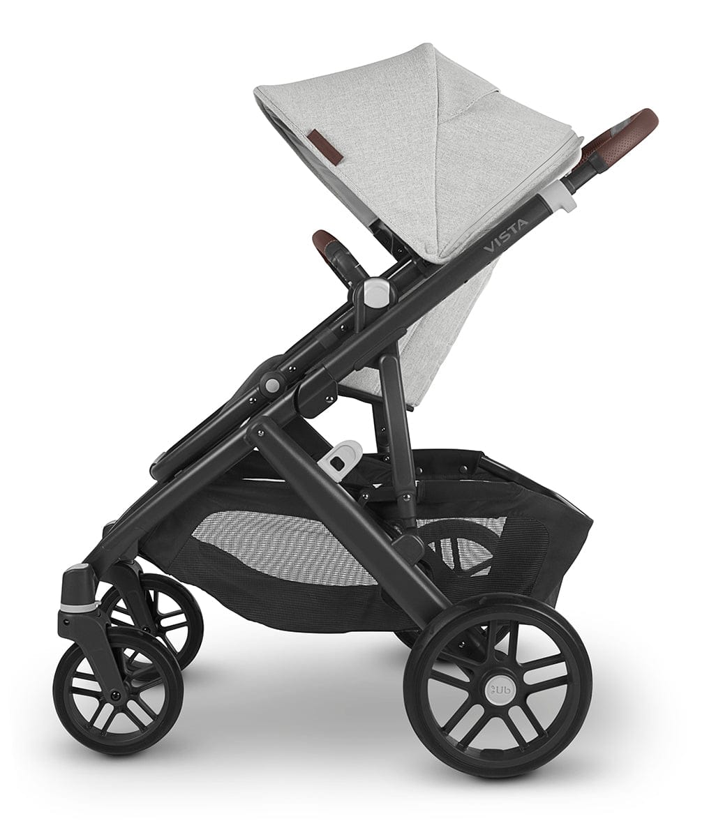 UPPAbaby Vista V2 Single-to-Double Stroller - Anthony (White and Grey Chenille / Carbon / Chestnut Leather)