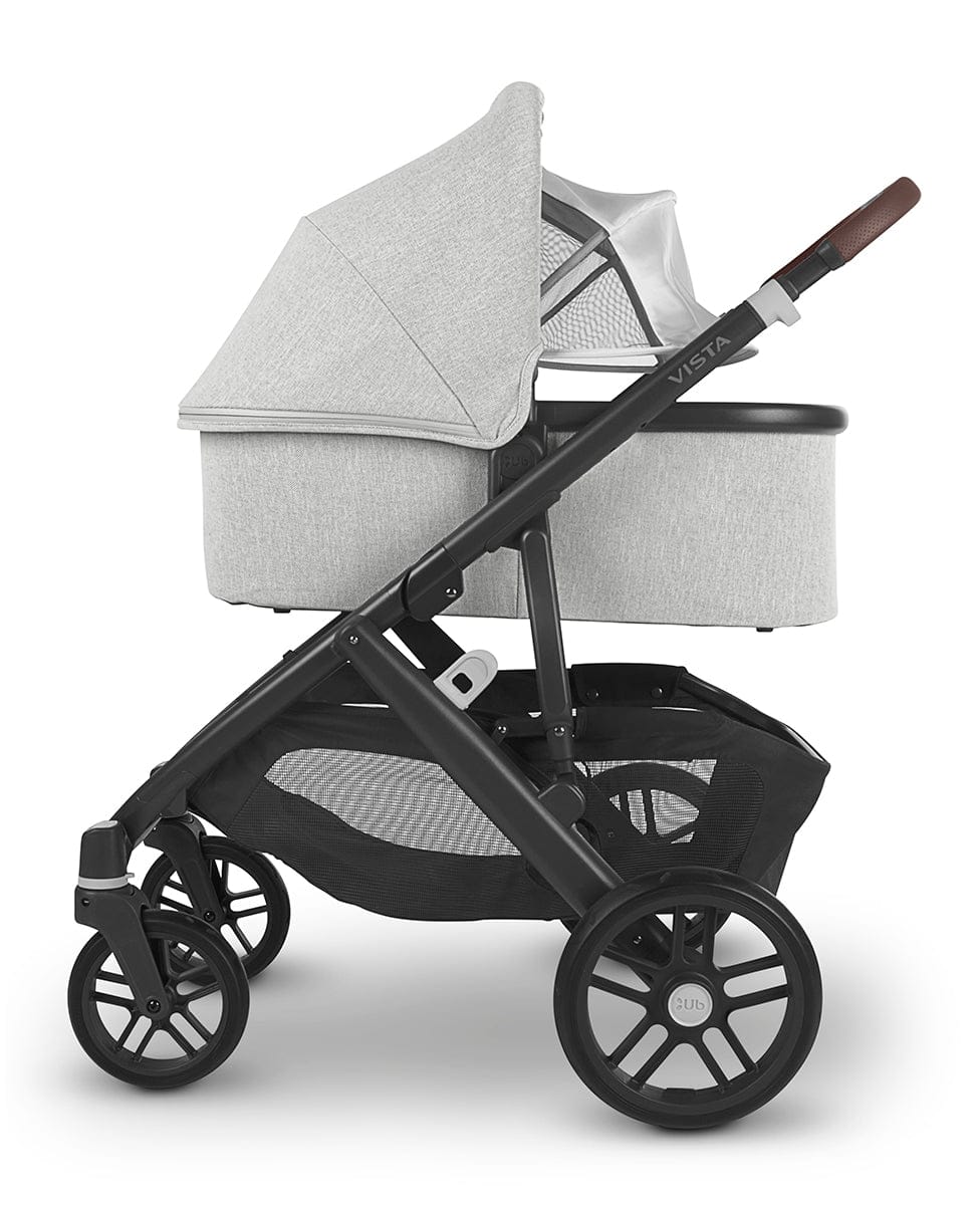 UPPAbaby Vista V2 Single-to-Double Stroller - Anthony (White and Grey Chenille / Carbon / Chestnut Leather)