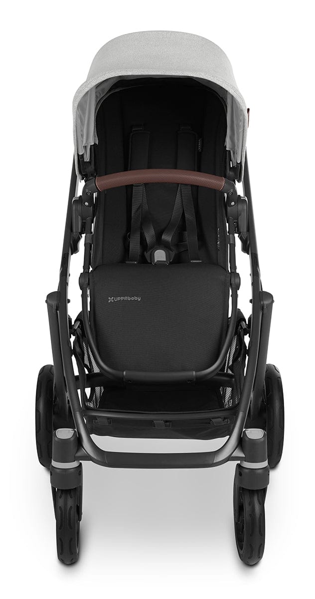 UPPAbaby Vista V2 Single-to-Double Stroller - Anthony (White and Grey Chenille / Carbon / Chestnut Leather)
