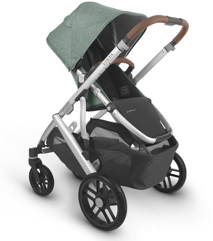 UPPAbaby Vista V2 Single-to-Double Stroller - Emmett (Green Melange/Silver/Saddle Leather)