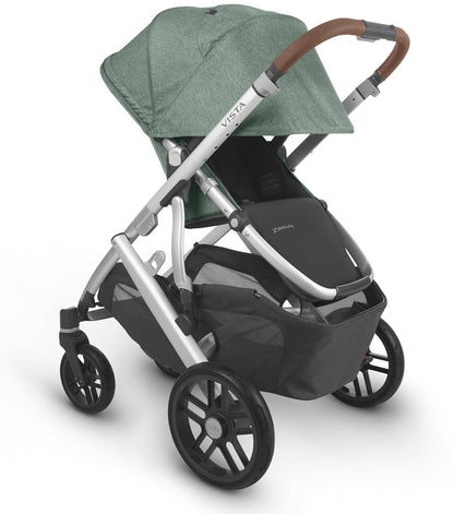 UPPAbaby Vista V2 Single-to-Double Stroller - Emmett (Green Melange/Silver/Saddle Leather)