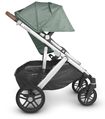 UPPAbaby Vista V2 Single-to-Double Stroller - Emmett (Green Melange/Silver/Saddle Leather)