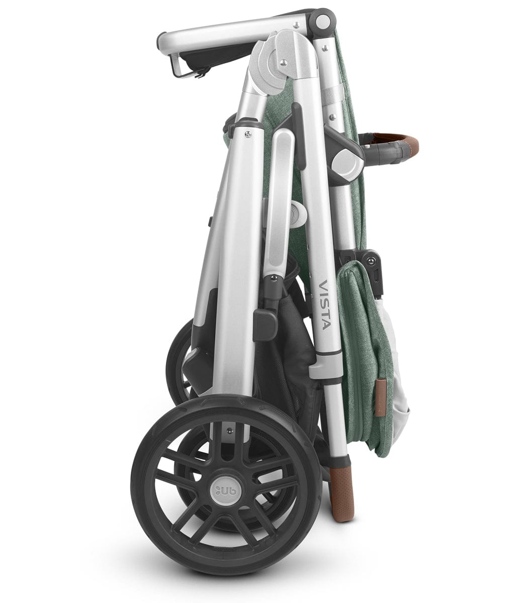 UPPAbaby Vista V2 Single-to-Double Stroller - Emmett (Green Melange/Silver/Saddle Leather)