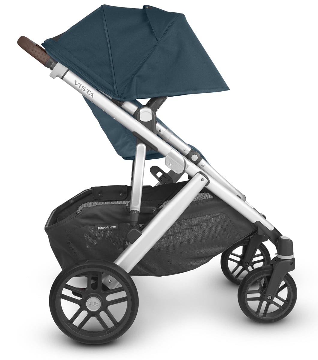 UPPAbaby Vista V2 Single-to-Double Stroller - Finn (Deep Sea/Silver/Chestnut Leather)