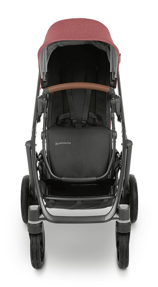 UPPAbaby Vista V2 Single-to-Double Stroller - Lucy (Rosewood Melange / Carbon / Saddle Leather)