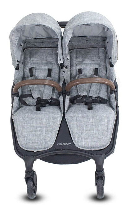 Valco 2025 Trend Duo Twin Side by Side Double Stroller + Bassinet Bundle - Grey Marle / Grey Marle - TWIN-N9938-N9936
