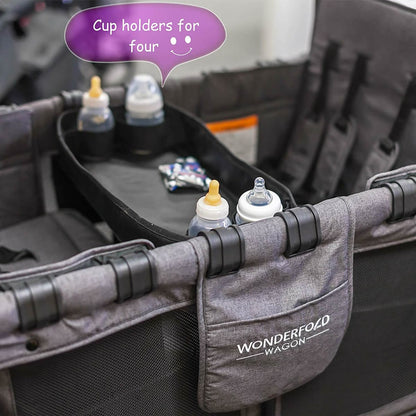 WonderFold W4 Double Sided Snack/Activity Tray with 4 Cup Holders