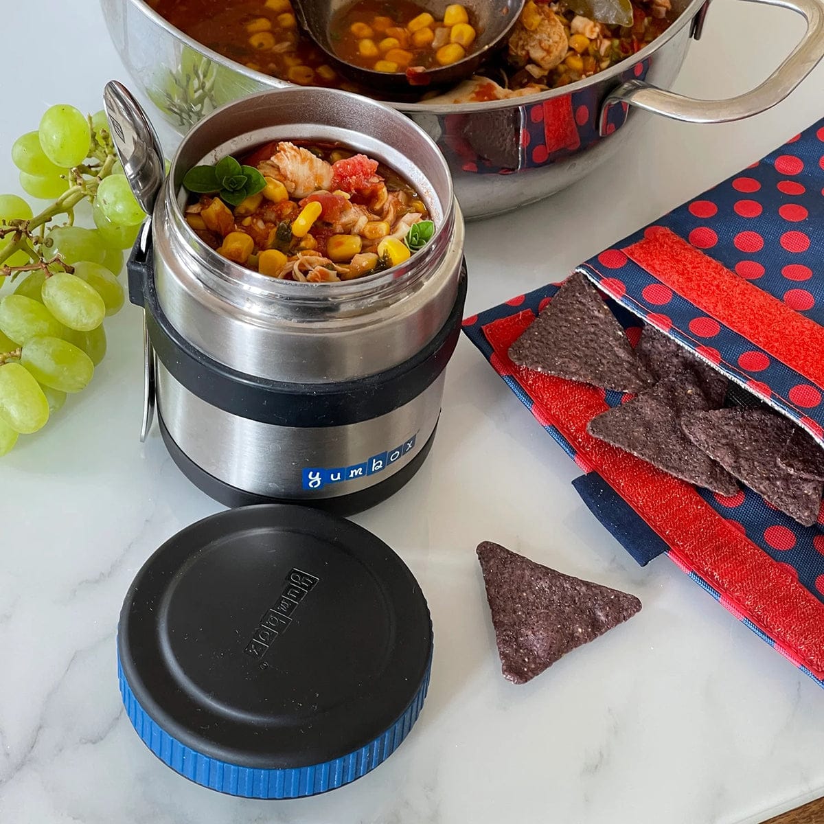 Yumbox Zuppa Stainless Steel Thermal Food Jar & Spoon, 14oz - Twilight Black - TBZ202003S