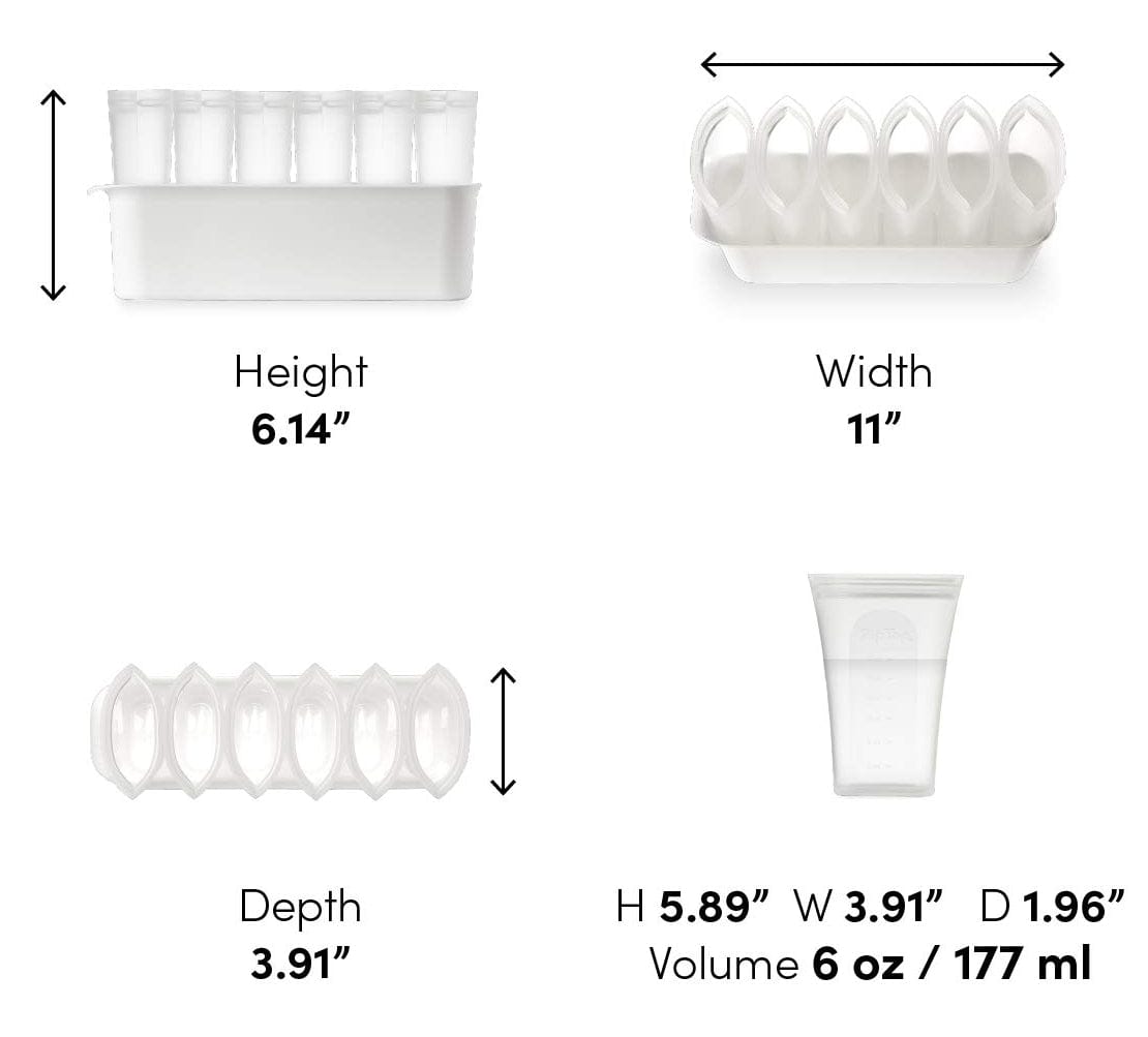 Zip Top Breast Milk Storage Bag 6 Set + Freezer Tray - Frost - ZB-BMSB6-0