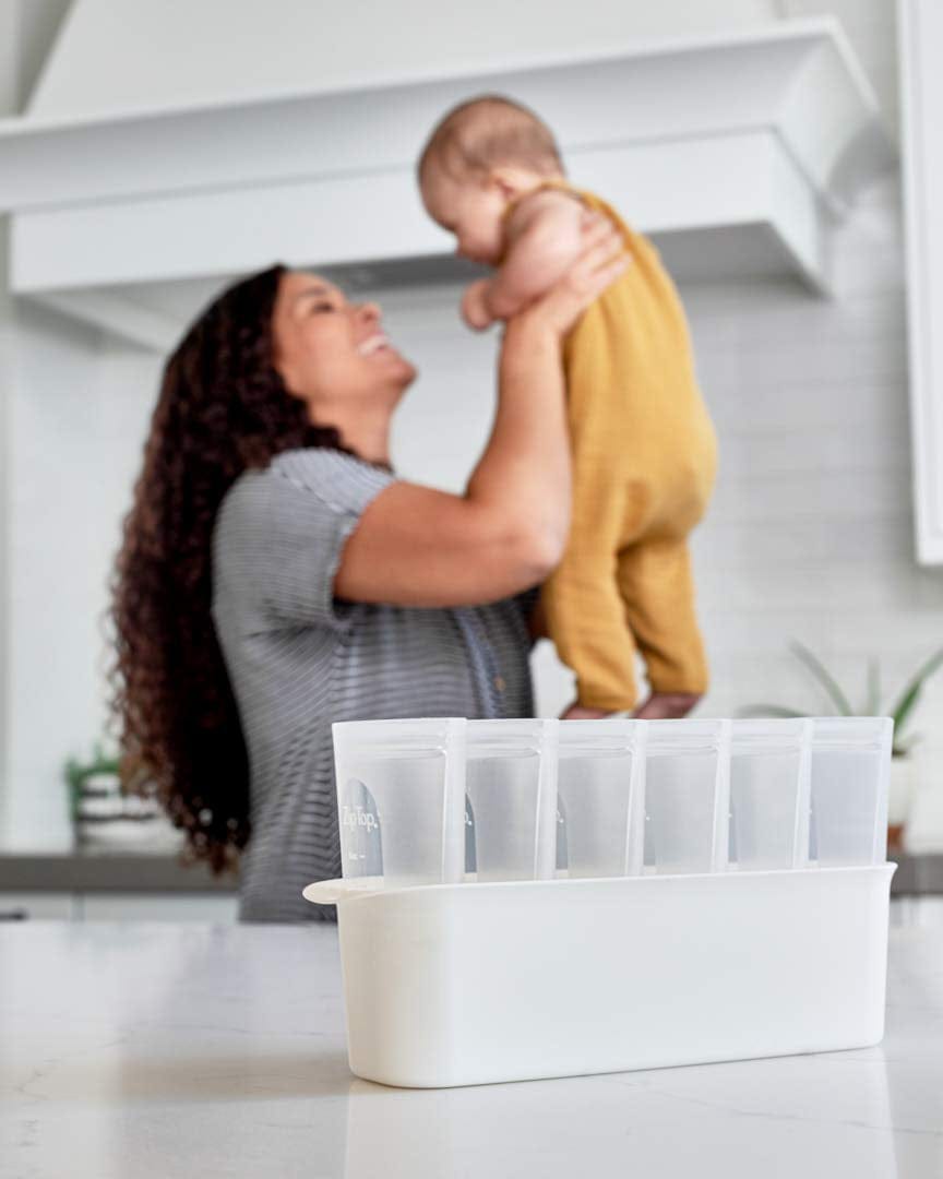 Zip Top Breast Milk Storage Bag 6 Set + Freezer Tray - Frost - ZB-BMSB6-0