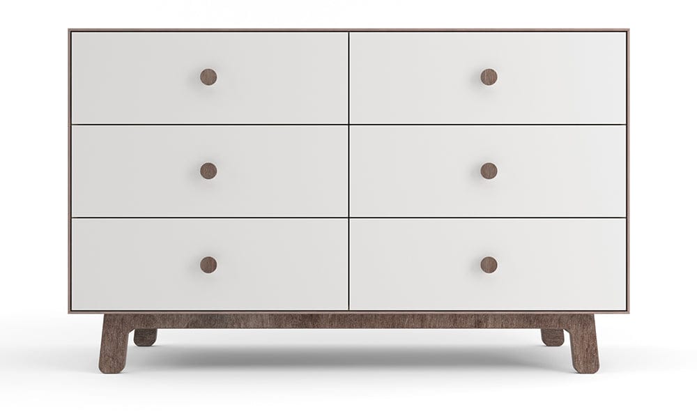 Oeuf 6 Drawer Dresser - Sparrow - White/Walnut - 1M6D-S-02