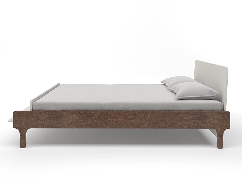 Oeuf River Full Bed - White/Walnut - 1RFB02