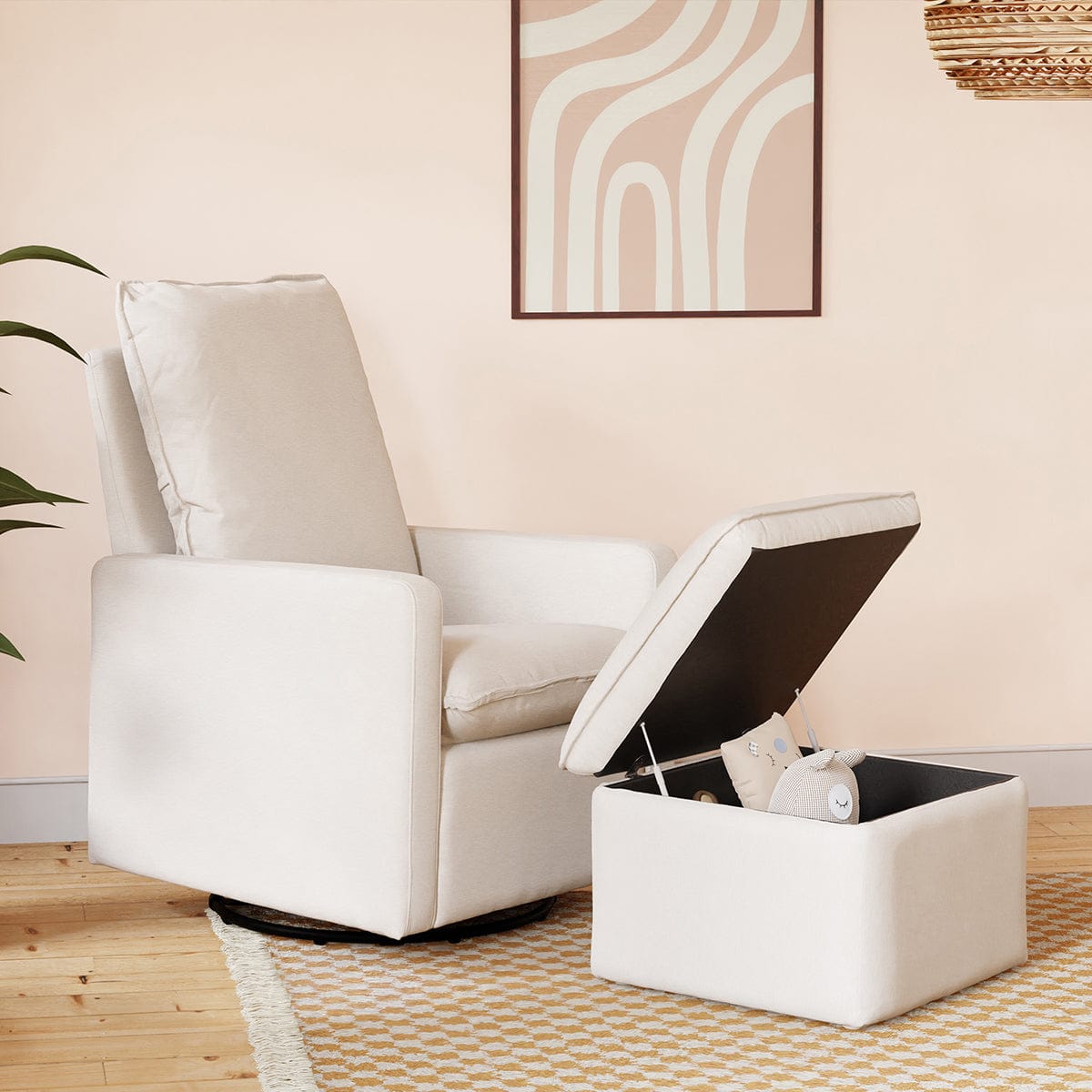 Babyletto Cali Storage Ottoman - Performance Cream Eco-Weave - M20985PCMEW