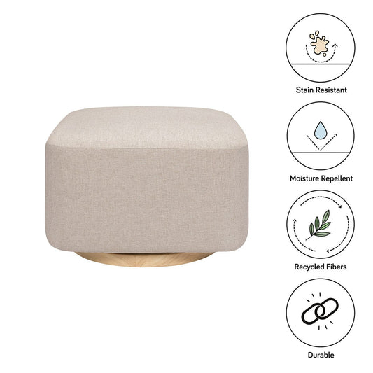 Babyletto Kiwi Gliding Ottoman - Performance Beach Eco-Weave w/ Light Wood Base - M26385PBEWLB