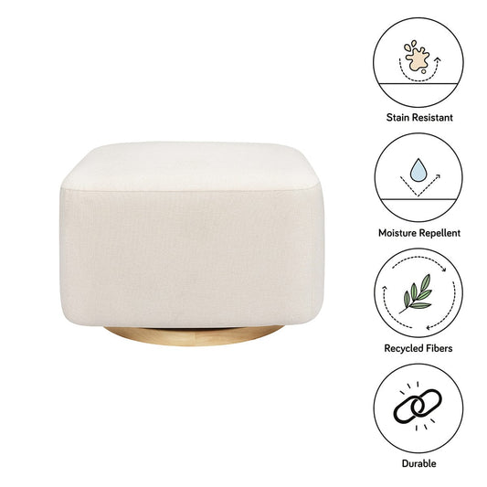 Babyletto Kiwi Gliding Ottoman - Performance Cream Eco-Weave w/ Light Wood Base - M26385PCMEWLB