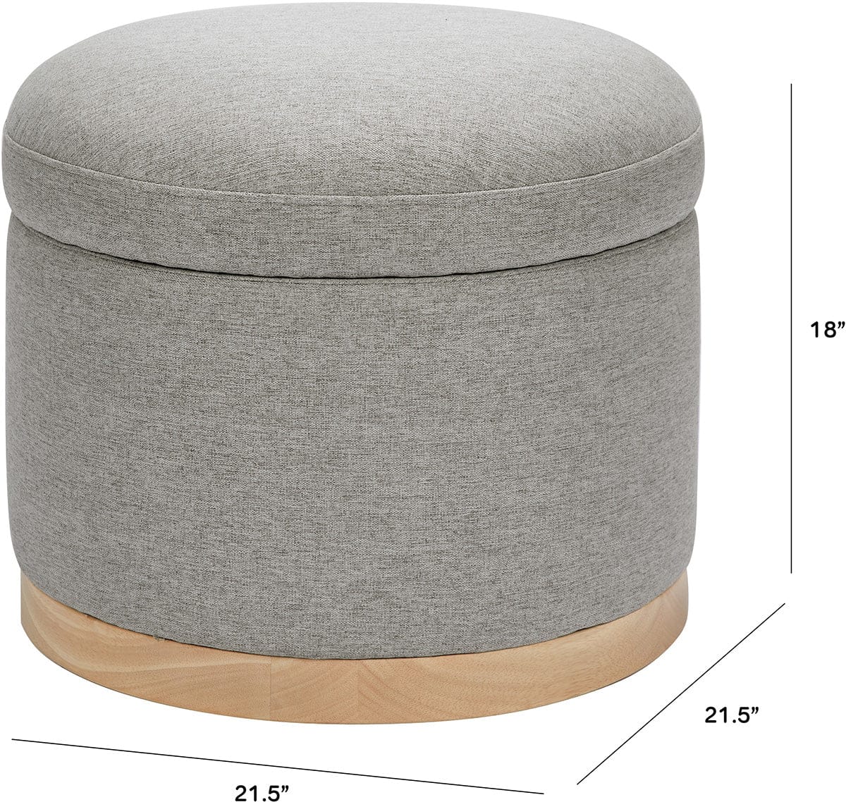 Babyletto Naka Storage Ottoman - Performance Grey Eco-Weave w/ Light Wood Base