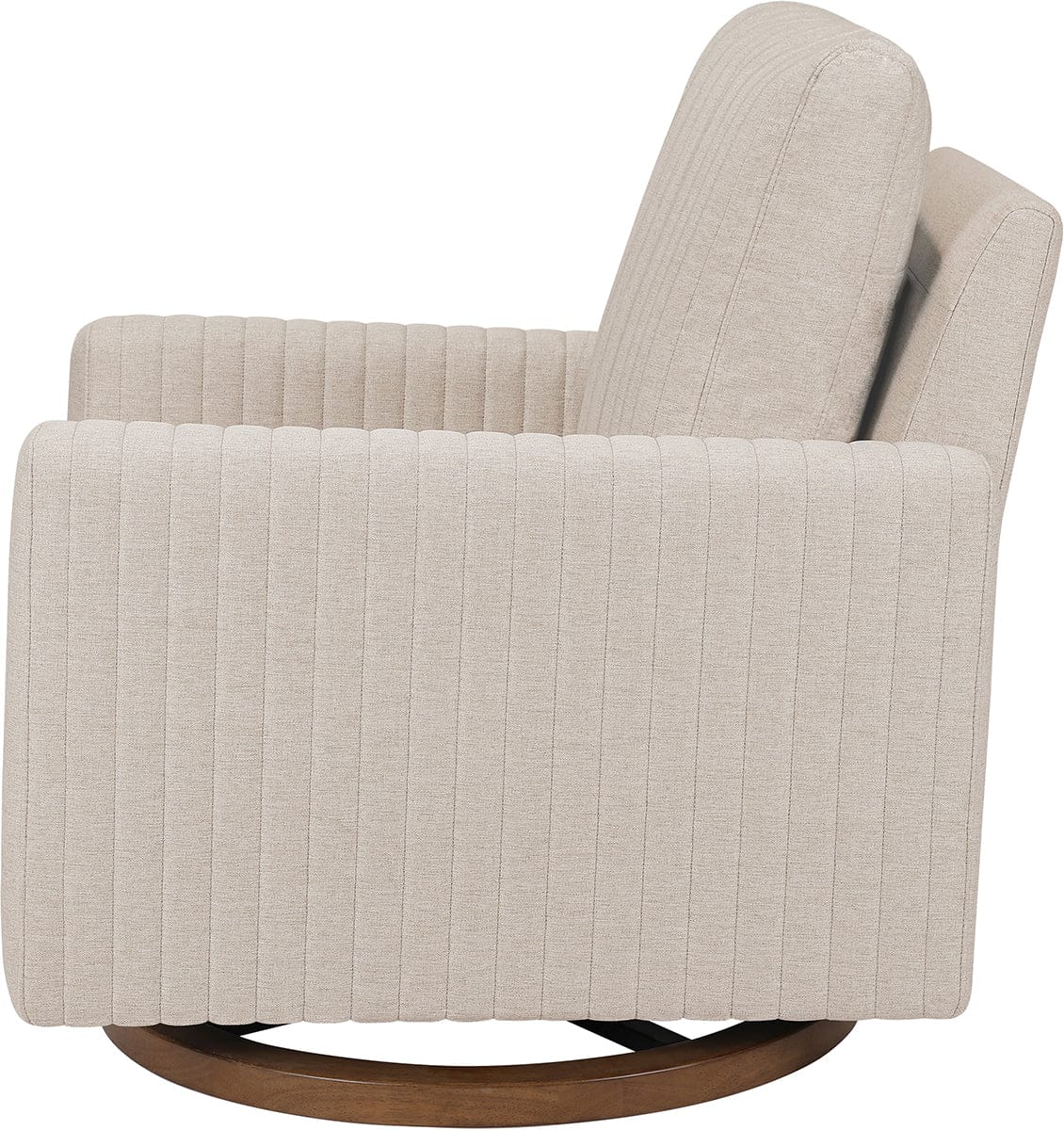 Babyletto Poe Channeled Swivel Glider - Performance Beach Eco-Weave w/ Dark Wood Base - M26687PBEWDB
