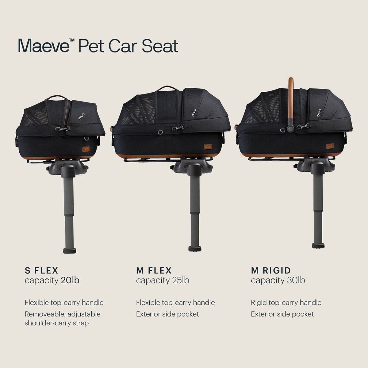 Tavo Pets Maeve Pet Car Seat, Medium Flex - Fawn - TI0002AAFAW000