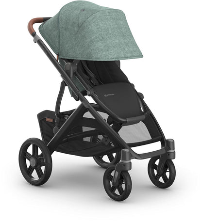 UPPAbaby Vista V3 Single-to-Double Stroller - Gwen (Green Melange / Carbon Frame / Saddle Leather)