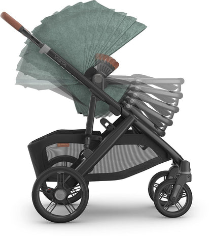 UPPAbaby Vista V3 Single-to-Double Stroller - Gwen (Green Melange / Carbon Frame / Saddle Leather)
