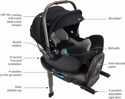 Nuna SWIV + PIPA RX Travel System Bundle - Biscotti / Caviar - ST18601BIS-CF12508600CVR