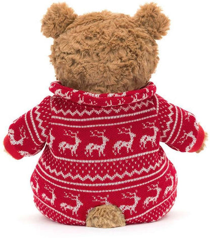 Jellycat Bartholomew Bear Winter Pajamas, 10" - BARM2WPJ
